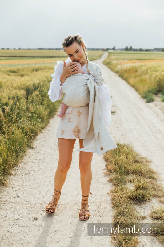 Ring Sling, Chevron Weave, with gathered shoulder (100% linen) - ARROW - WHISPER - standard 1.8m #babywearing