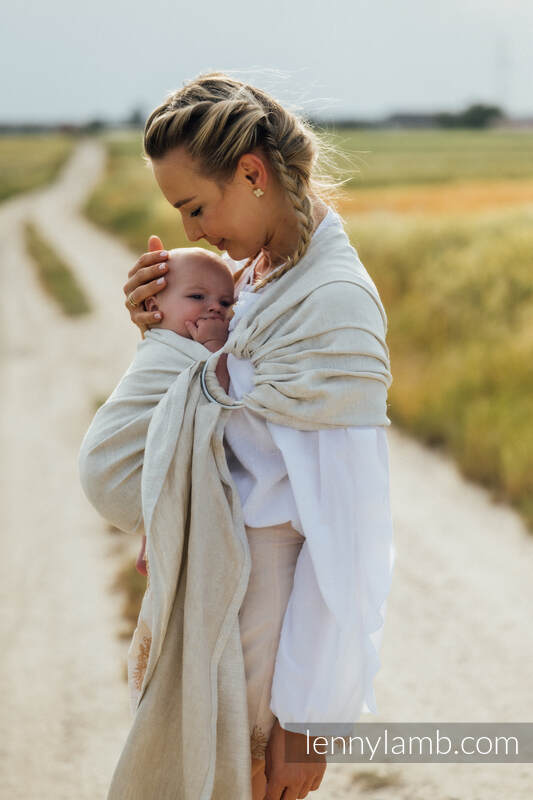 Ring Sling, Chevron Weave, with gathered shoulder (100% linen) - ARROW - WHISPER - standard 1.8m #babywearing