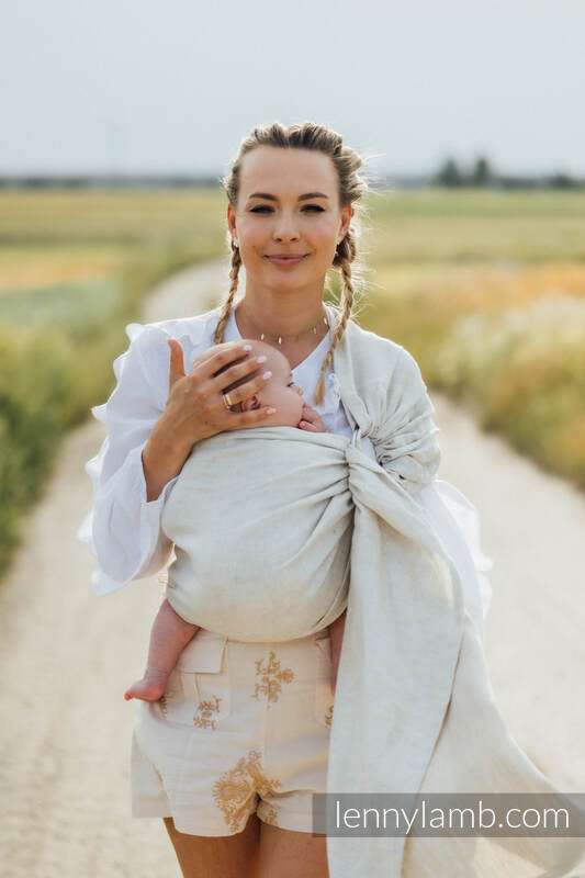 Ring Sling, Chevron Weave, with gathered shoulder (100% linen) - ARROW - WHISPER - standard 1.8m #babywearing