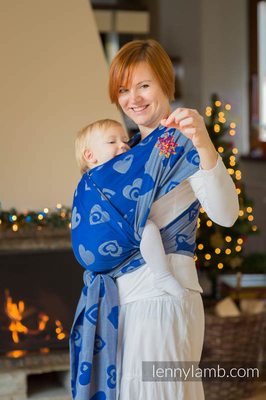 Baby Wrap, Jacquard Weave (100% cotton) - SWEETHEART BLUE & GRAY - size XL #babywearing