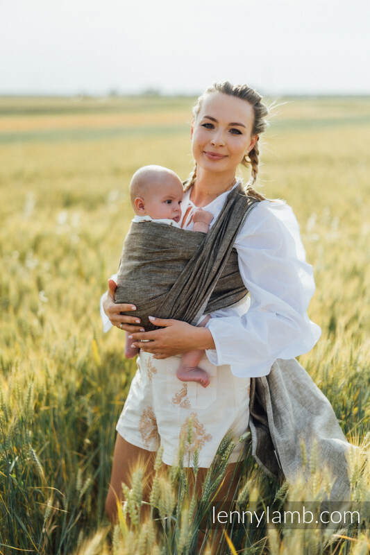 Baby Wrap, chevron weave (100% linen) - ARROW - WOOD - size M #babywearing
