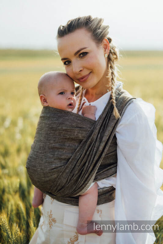 Baby Wrap, chevron weave (100% linen) - ARROW - WOOD - size M #babywearing
