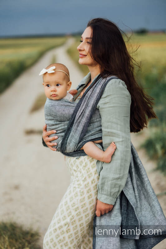 Baby Wrap, chevron weave (100% linen) - ARROW - WAVE - size XS #babywearing