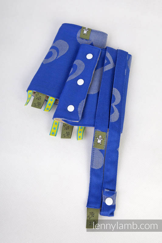 Drool Pads & Reach Straps Set, (60% cotton, 40% polyester) - SWEETHEART BLUE & GRAY #babywearing
