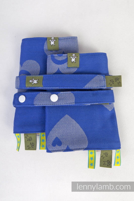 Drool Pads & Reach Straps Set, (60% cotton, 40% polyester) - SWEETHEART BLUE & GRAY #babywearing