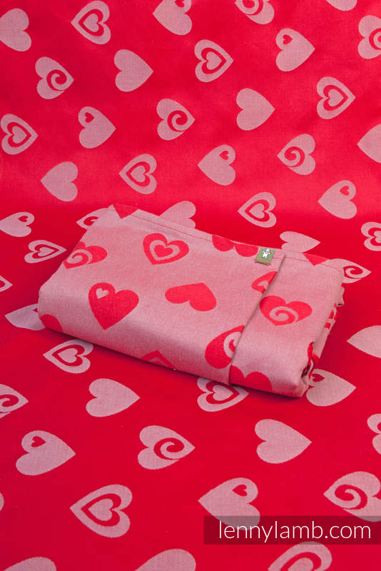 Baby Wrap, Jacquard Weave (100% cotton) - SWEETHEART RED & GRAY - size L #babywearing