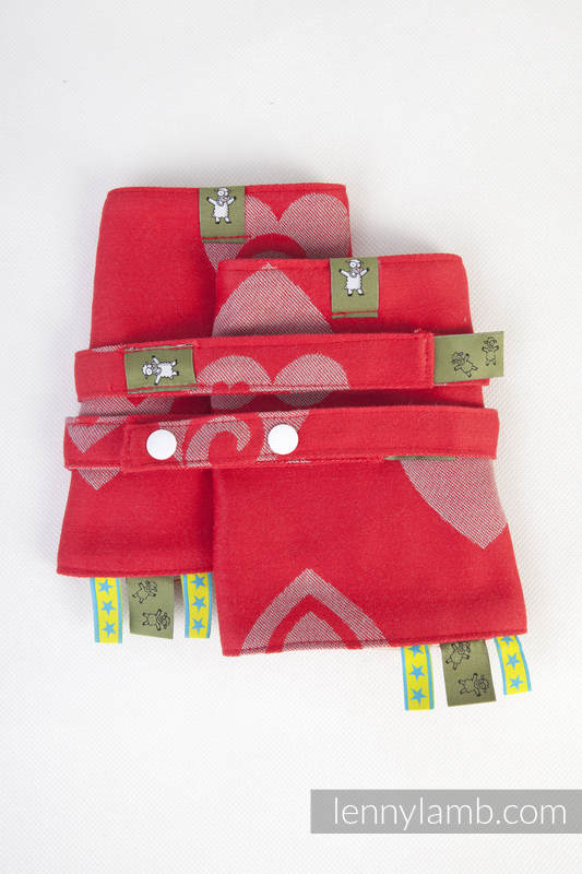 Drool Pads & Reach Straps Set, (60% cotton, 40% polyester) - SWEETHEART RED & GRAY #babywearing