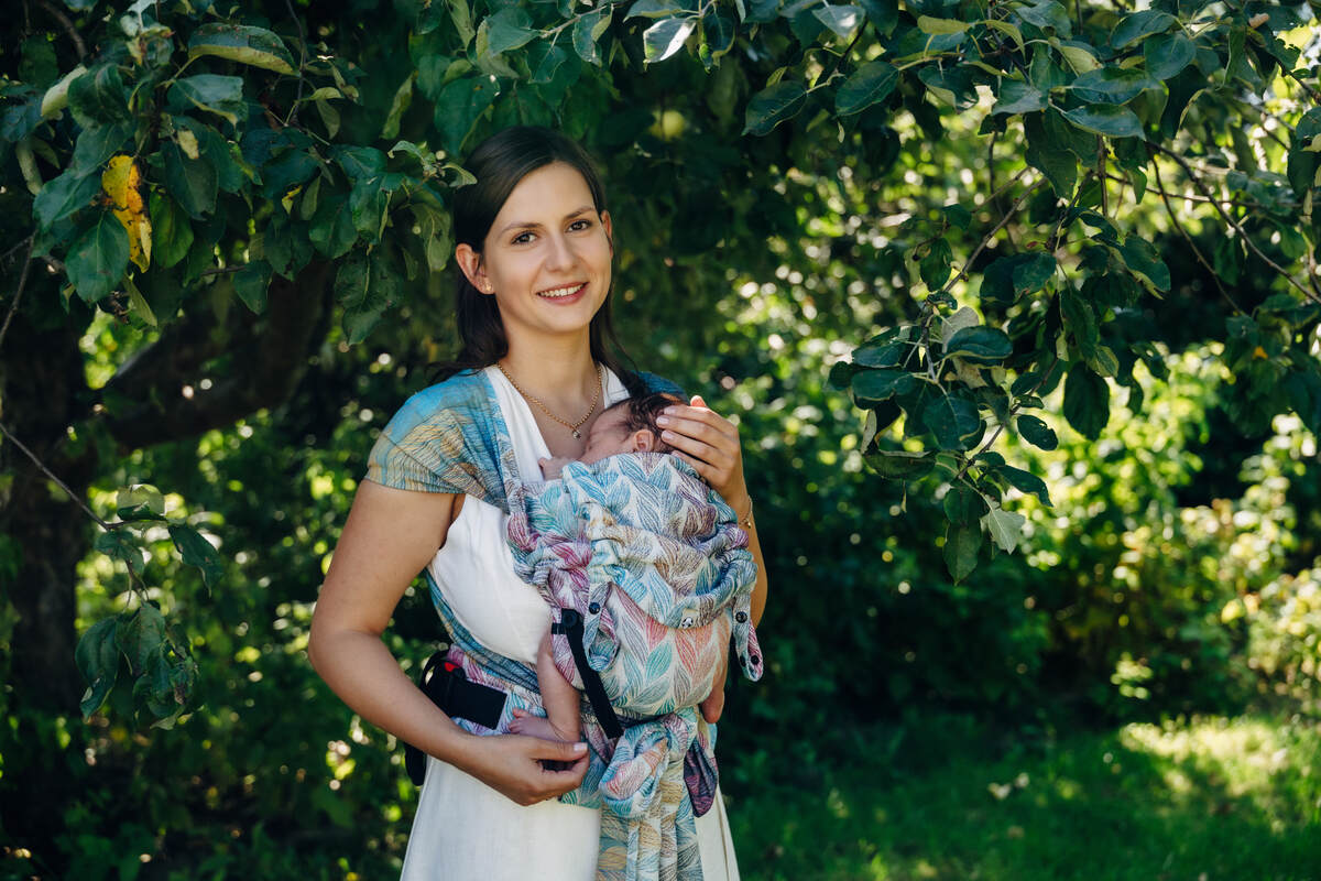 Porte-bébé LennyHybrid Half Buclke, taille standard, jacquard, 100% coton - TANGLED - PLAIT (grade B) #babywearing