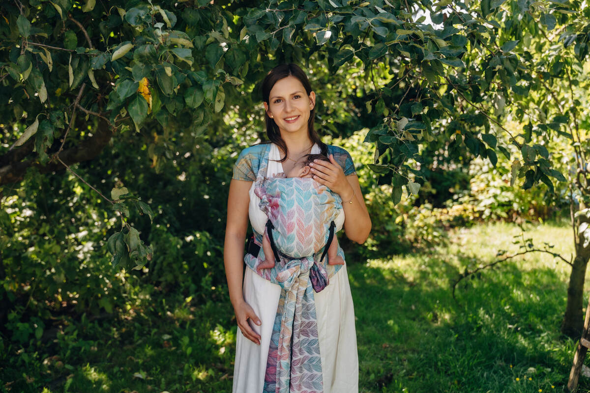 Porte-bébé LennyHybrid Half Buclke, taille standard, jacquard, 100% coton - TANGLED - PLAIT (grade B) #babywearing