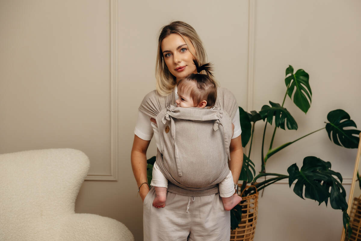 WRAP-TAI carrier Mini, broken-twill weave - 100% cotton - with hood - PEANUT BUTTER #babywearing