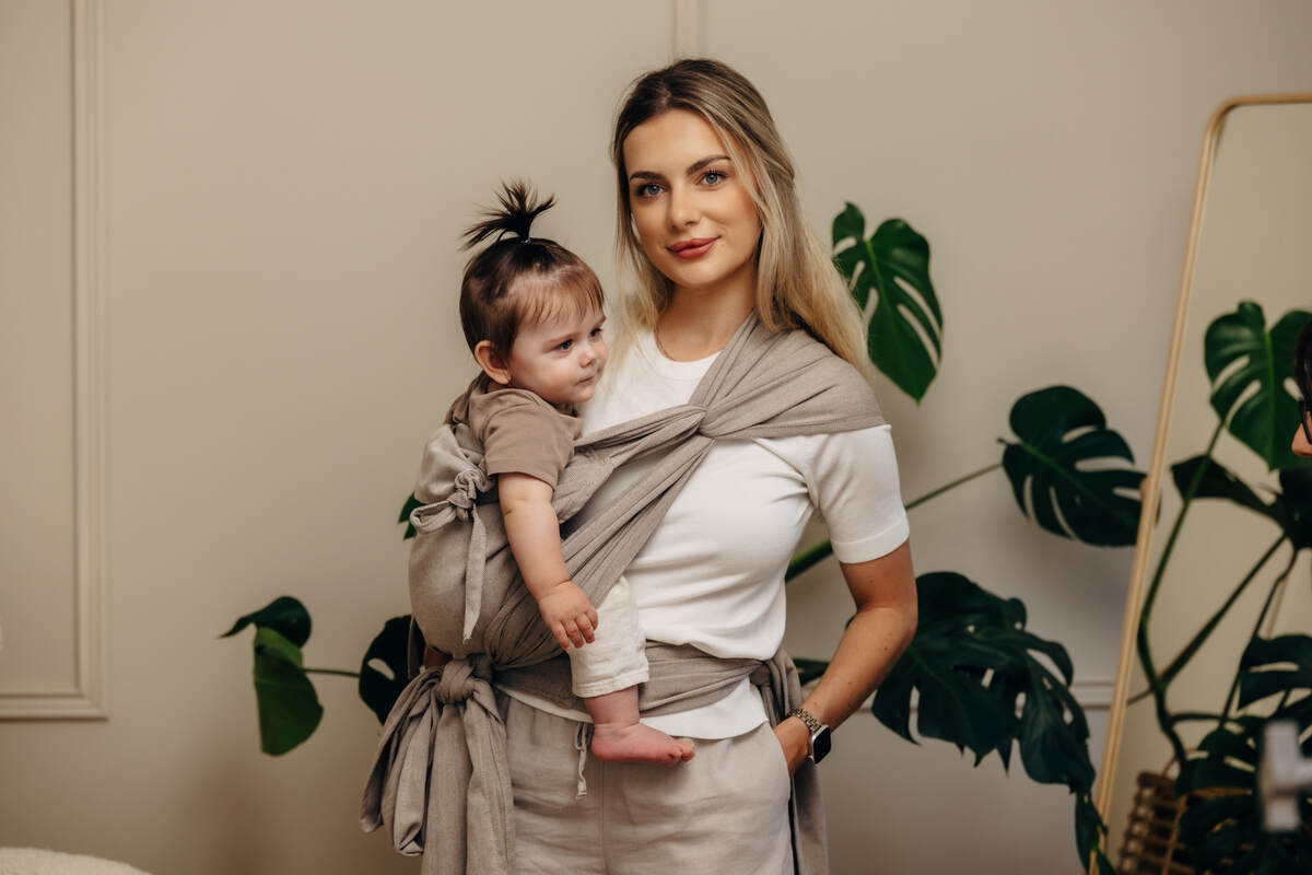 WRAP-TAI carrier Mini, broken-twill weave - 100% cotton - with hood - PEANUT BUTTER #babywearing