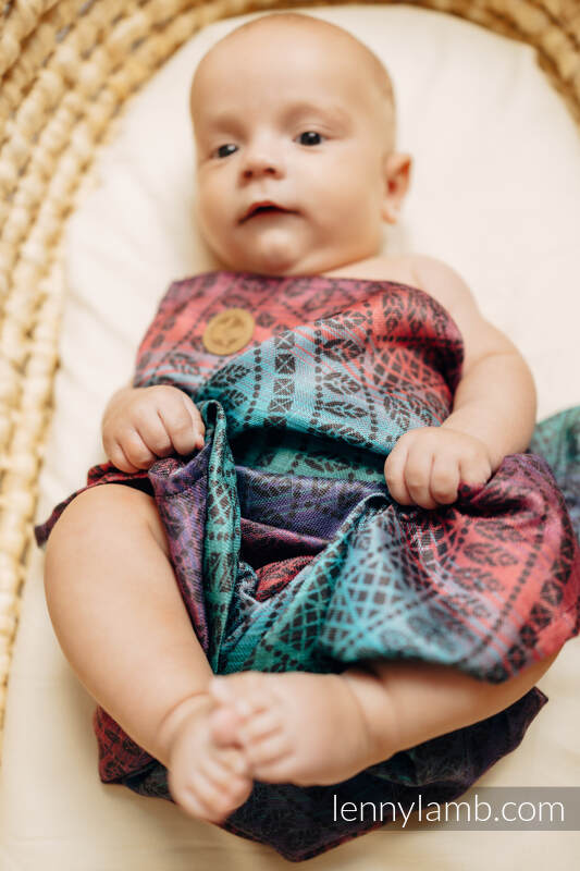 Fraldas de musselina de bambu, Tamanho 65x65 cm, PEACOCK'S TAIL - BLACK OPAL SMOKY (2ª qualidade) #babywearing