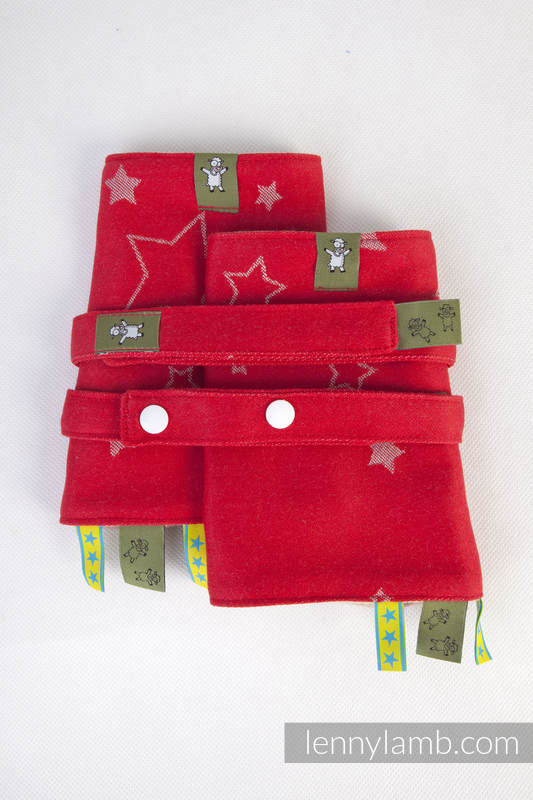 Drool Pads & Reach Straps Set, (60% cotton, 40% polyester) - STARS RED & GRAY #babywearing