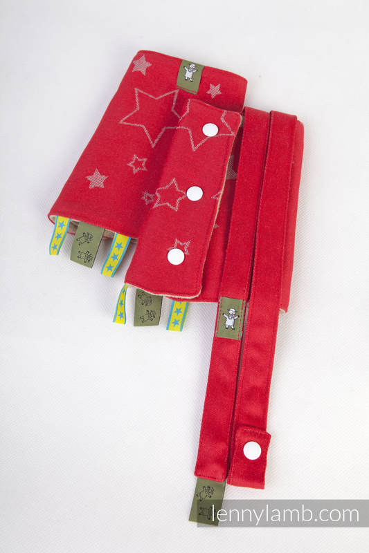 Drool Pads & Reach Straps Set, (60% cotton, 40% polyester) - STARS RED & GRAY #babywearing