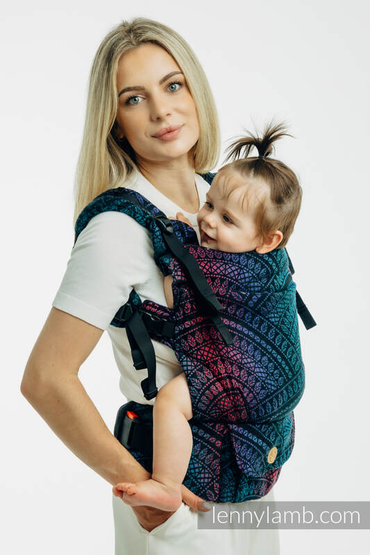 LennyUpGrade PRO - verstelbare draagzak, Maat Standaard, PEACOCK'S TAIL - BLACK OPAL  #babywearing