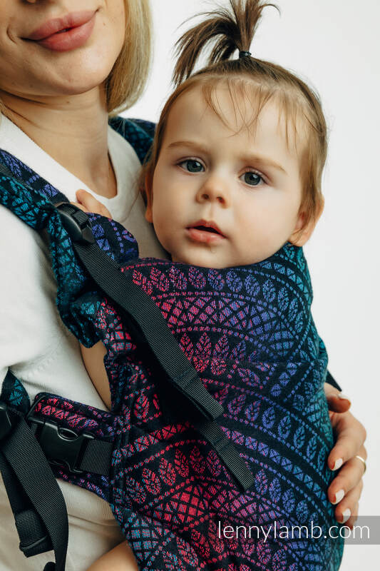 LennyUpGrade PRO - verstelbare draagzak, Maat Standaard, PEACOCK'S TAIL - BLACK OPAL  #babywearing