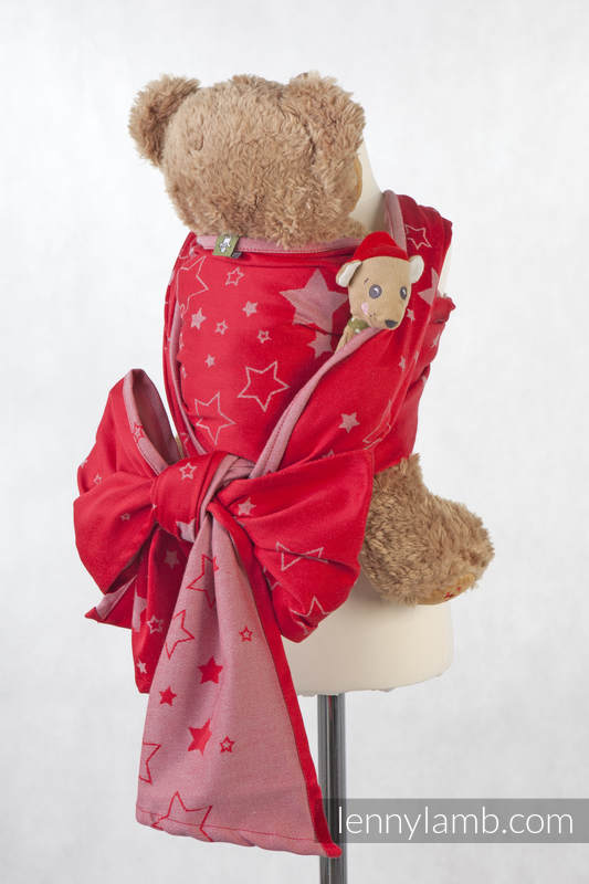 Doll Sling, Jacquard Weave, 100% cotton - STARS RED & GRAY #babywearing