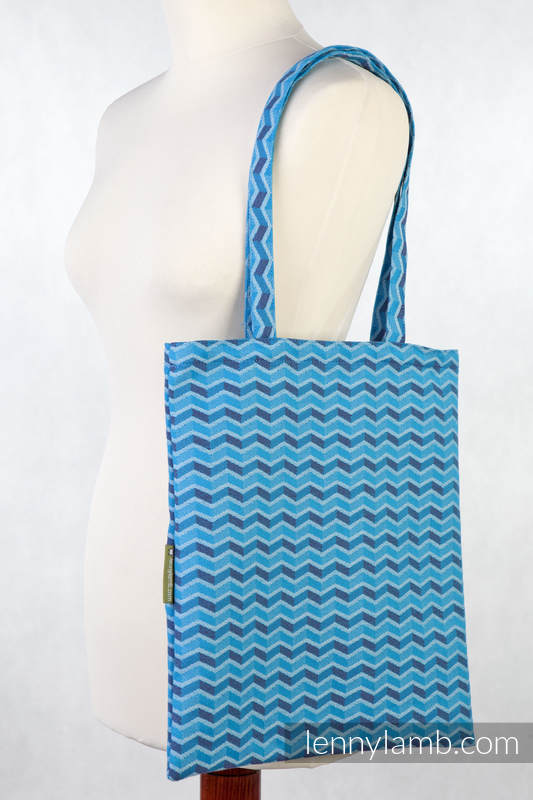 Einkaufstasche, hergestellt aus gewebtem Stoff (100% Baumwolle) - ZIGZAG TÜRKIS & LILA  #babywearing