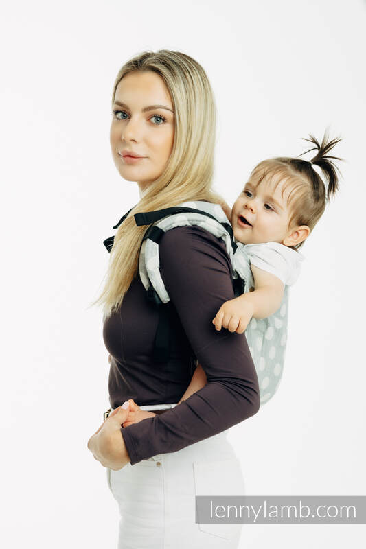 Lenny Buckle Onbuhimo PRO baby carrier, standard size, jacquard weave (100% cotton) - POLKA DOTS - PLOP #babywearing