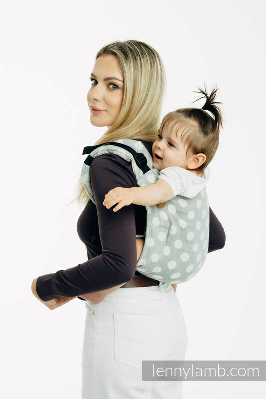 Lenny Buckle Onbuhimo PRO baby carrier, standard size, jacquard weave (100% cotton) - POLKA DOTS - PLOP #babywearing