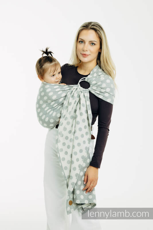 RingSling, Jacquardwebung (100% Baumwolle), mit Raffung an den Ringen - POLKA DOTS - PLOP - standard 1.8m #babywearing