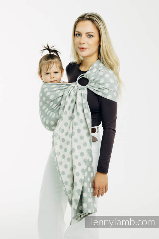 RingSling, Jacquardwebung (100% Baumwolle), mit Raffung an den Ringen - POLKA DOTS - PLOP - standard 1.8m #babywearing