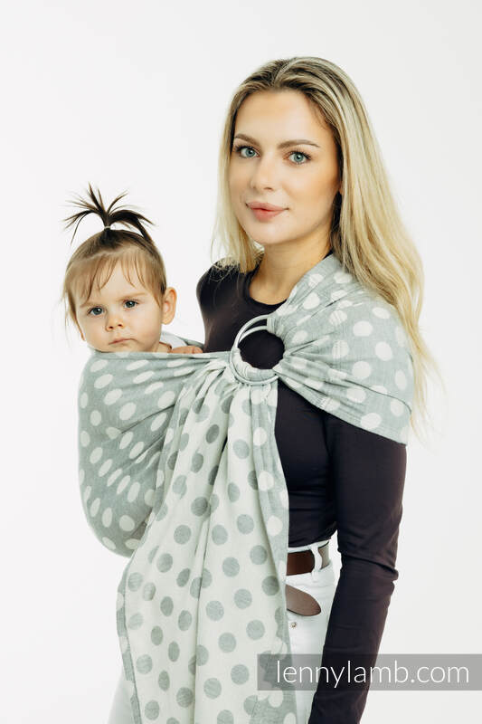 RingSling, Jacquardwebung (100% Baumwolle), mit Raffung an den Ringen - POLKA DOTS - PLOP - standard 1.8m #babywearing