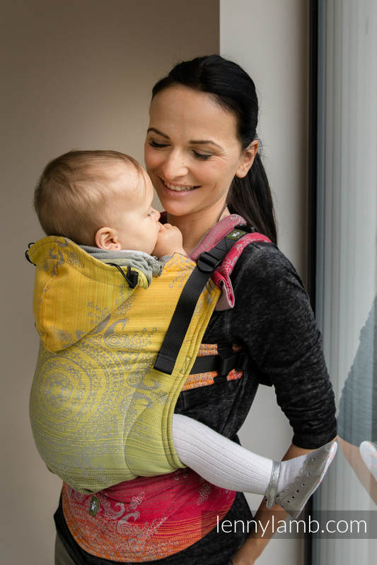 Mochila ergonómica, talla Toddler, jacquard 100% algodón - ROYAL INDIAN PEACOCK  - Segunda generación #babywearing