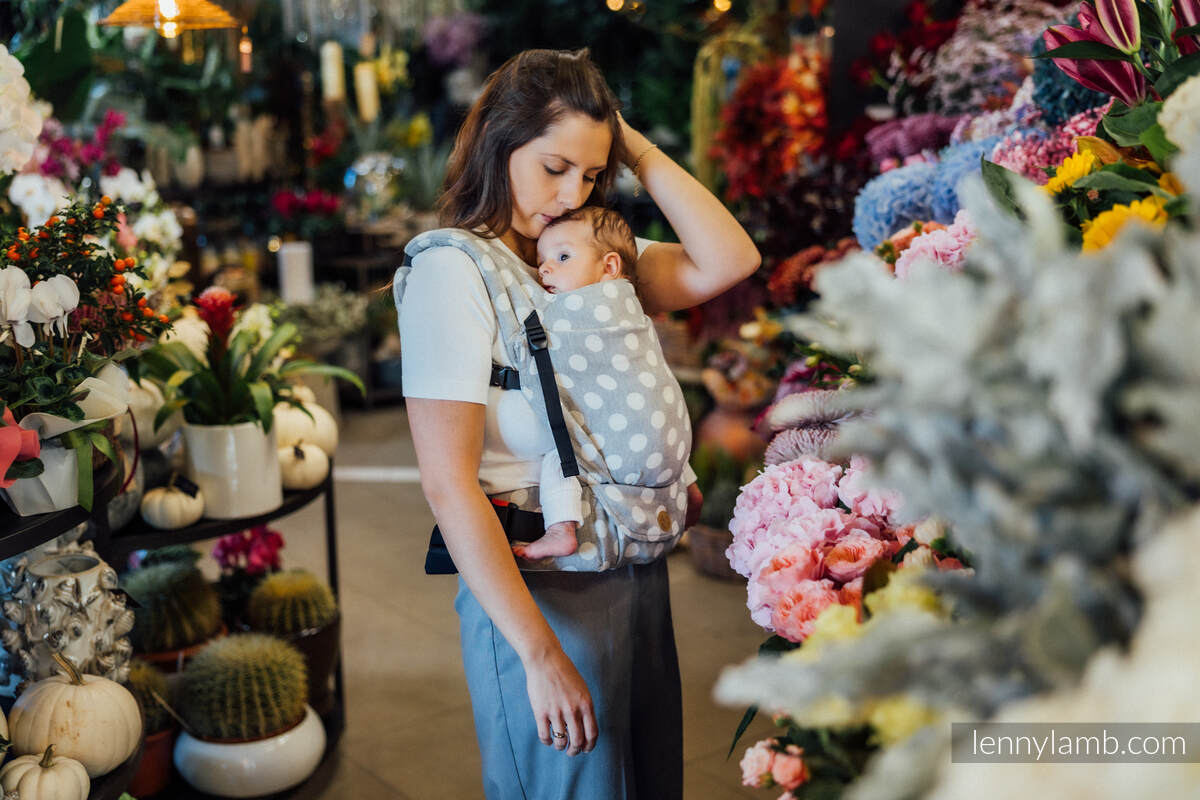 LennyLight Carrier, Standard Size, jacquard weave 100% cotton - POLKA DOTS - PLOP #babywearing
