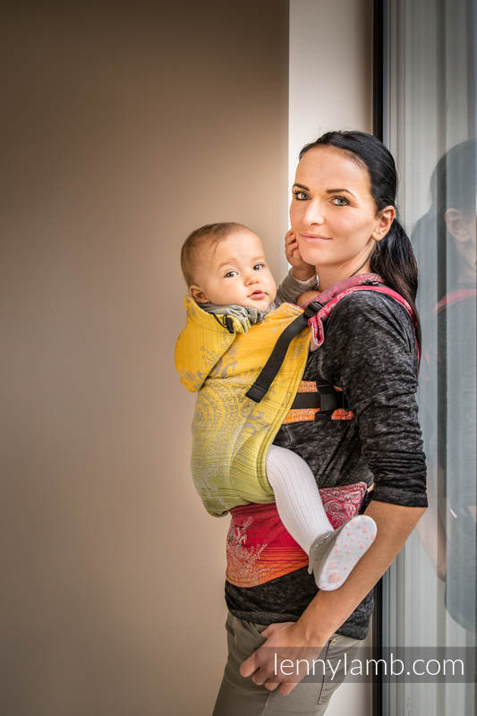 Mochila ergonómica, talla Toddler, jacquard 100% algodón - ROYAL INDIAN PEACOCK  - Segunda generación #babywearing