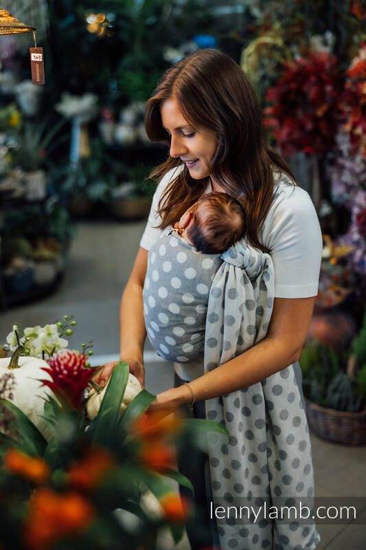 Fular, tejido jacquard (100% algodón) - POLKA DOTS - PLOP - talla M #babywearing