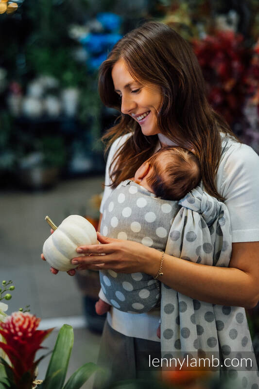 Baby Wrap, Jacquard Weave (100% cotton) - POLKA DOTS - PLOP - size XS #babywearing