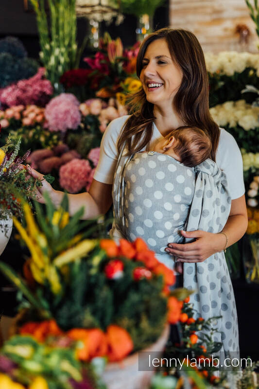 Fular, tejido jacquard (100% algodón) - POLKA DOTS - PLOP - talla S #babywearing