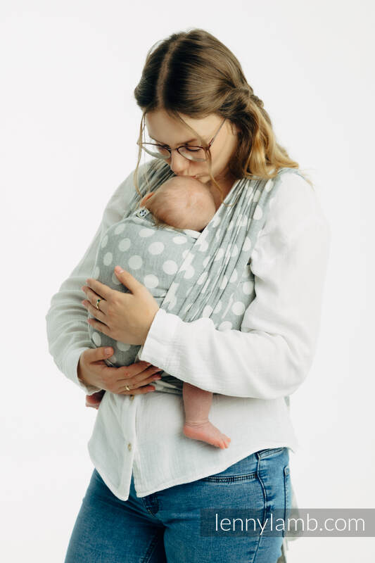 Baby Wrap, Jacquard Weave (100% cotton) - POLKA DOTS - PLOP - size XS #babywearing