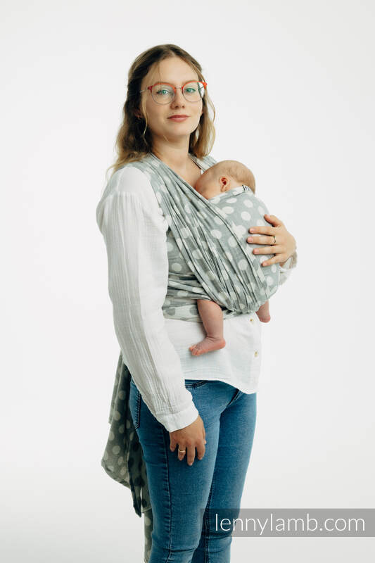 Baby Wrap, Jacquard Weave (100% cotton) - POLKA DOTS - PLOP - size XS #babywearing