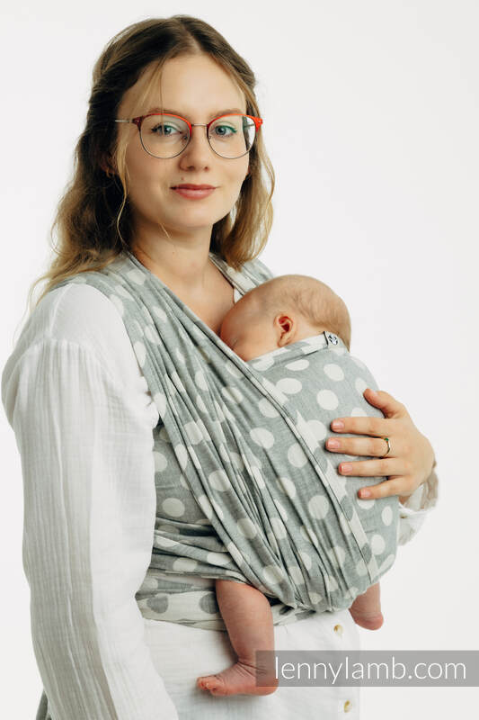Baby Wrap, Jacquard Weave (100% cotton) - POLKA DOTS - PLOP - size XS #babywearing
