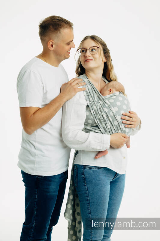 Baby Wrap, Jacquard Weave (100% cotton) - POLKA DOTS - PLOP - size XS #babywearing