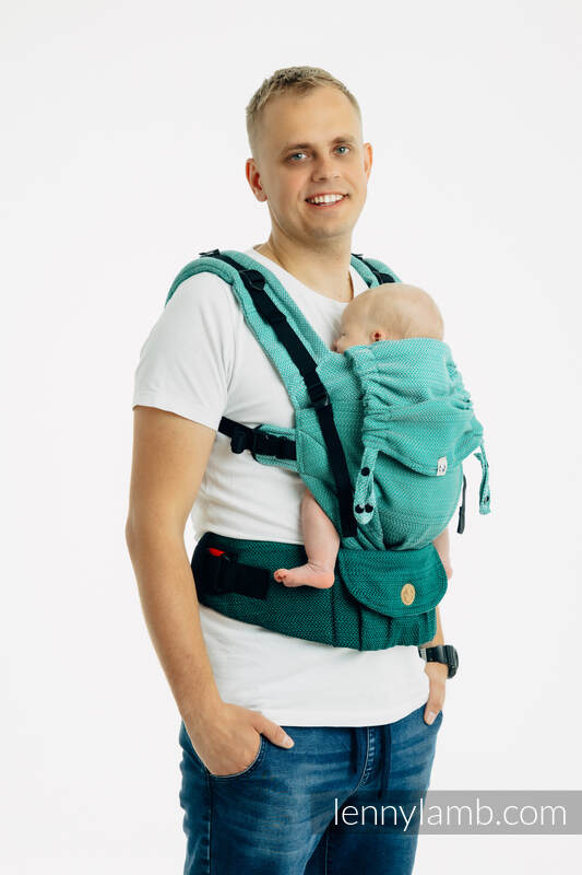 LennyUpGrade PRO - justerbar bæresæle, Størrelse Standard, LITTLE HERRINGBONE - OMBRE GREEN  #babywearing
