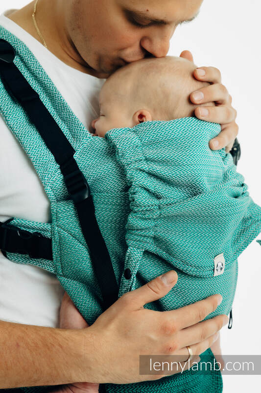 LennyUpGrade PRO - justerbar bæresæle, Størrelse Standard, LITTLE HERRINGBONE - OMBRE GREEN  #babywearing
