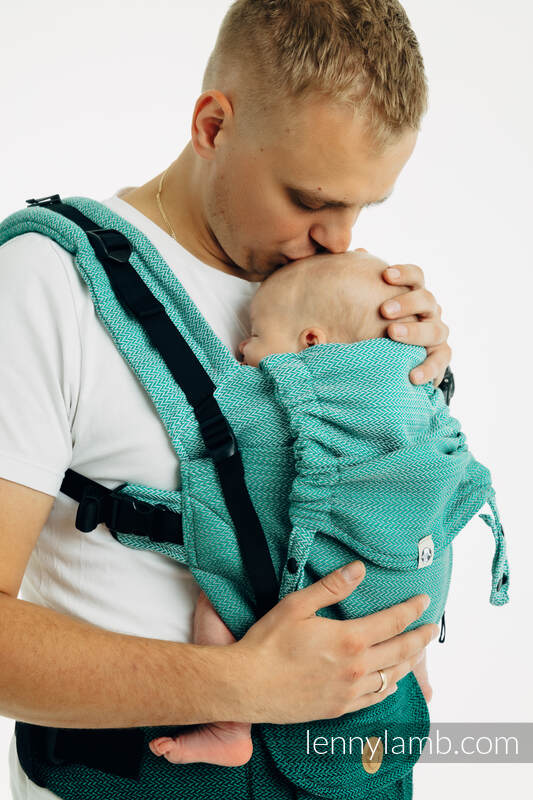 LennyUpGrade PRO - justerbar bæresæle, Størrelse Standard, LITTLE HERRINGBONE - OMBRE GREEN  #babywearing