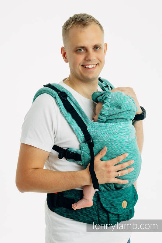 LennyUpGrade PRO - justerbar bæresæle, Størrelse Standard, LITTLE HERRINGBONE - OMBRE GREEN  #babywearing