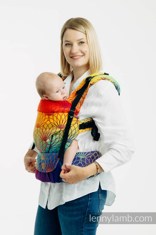 LennyUpGrade PRO Tragehilfe, Größe Standard, Jacquardwebung, 100% Baumwolle - RAINBOW LOTUS  #babywearing