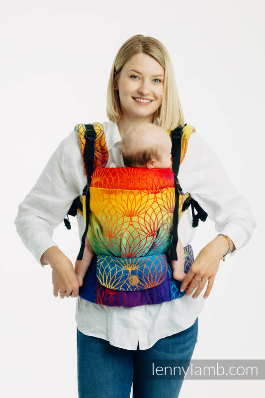 LennyUpGrade PRO Tragehilfe, Größe Standard, Jacquardwebung, 100% Baumwolle - RAINBOW LOTUS  #babywearing
