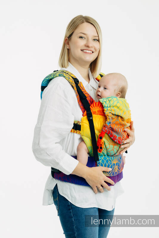 LennyUpGrade PRO Tragehilfe, Größe Standard, Jacquardwebung, 100% Baumwolle - RAINBOW LOTUS  #babywearing