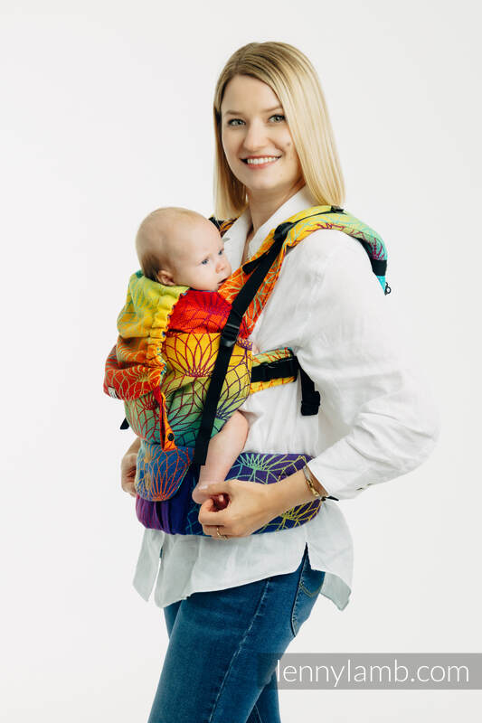 LennyUpGrade PRO Tragehilfe, Größe Standard, Jacquardwebung, 100% Baumwolle - RAINBOW LOTUS  #babywearing