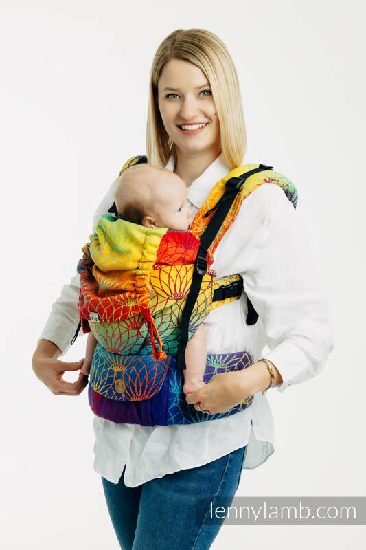 LennyUpGrade PRO Tragehilfe, Größe Standard, Jacquardwebung, 100% Baumwolle - RAINBOW LOTUS  #babywearing
