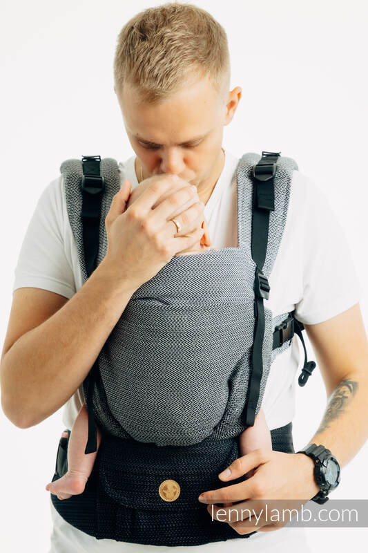 LennyUpGrade PRO - justerbar bæresæle, Størrelse Standard, LITTLE HERRINGBONE - OMBRE GREY  #babywearing