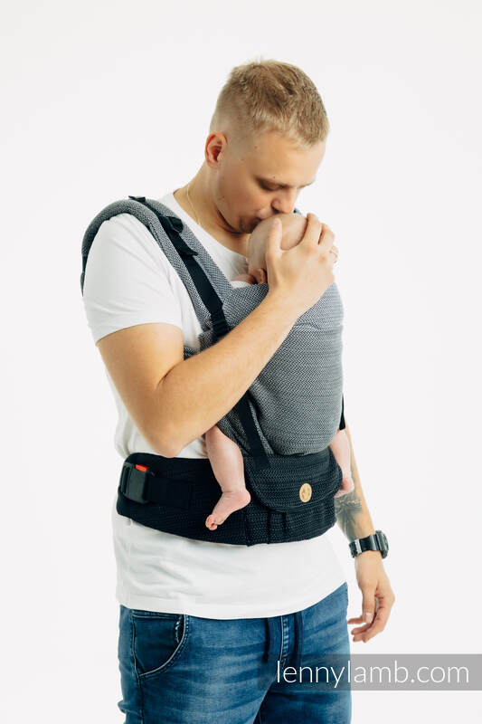 LennyUpGrade PRO - justerbar bæresæle, Størrelse Standard, LITTLE HERRINGBONE - OMBRE GREY  #babywearing