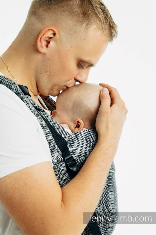 LennyUpGrade PRO - justerbar bæresæle, Størrelse Standard, LITTLE HERRINGBONE - OMBRE GREY  #babywearing