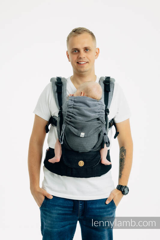 LennyUpGrade PRO - justerbar bæresæle, Størrelse Standard, LITTLE HERRINGBONE - OMBRE GREY  #babywearing